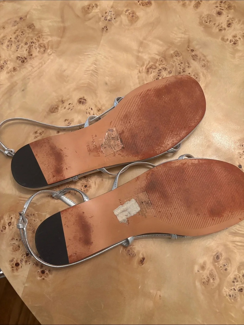 Marc Fisher Metallic Silver Multi-Strap Flat Sandals